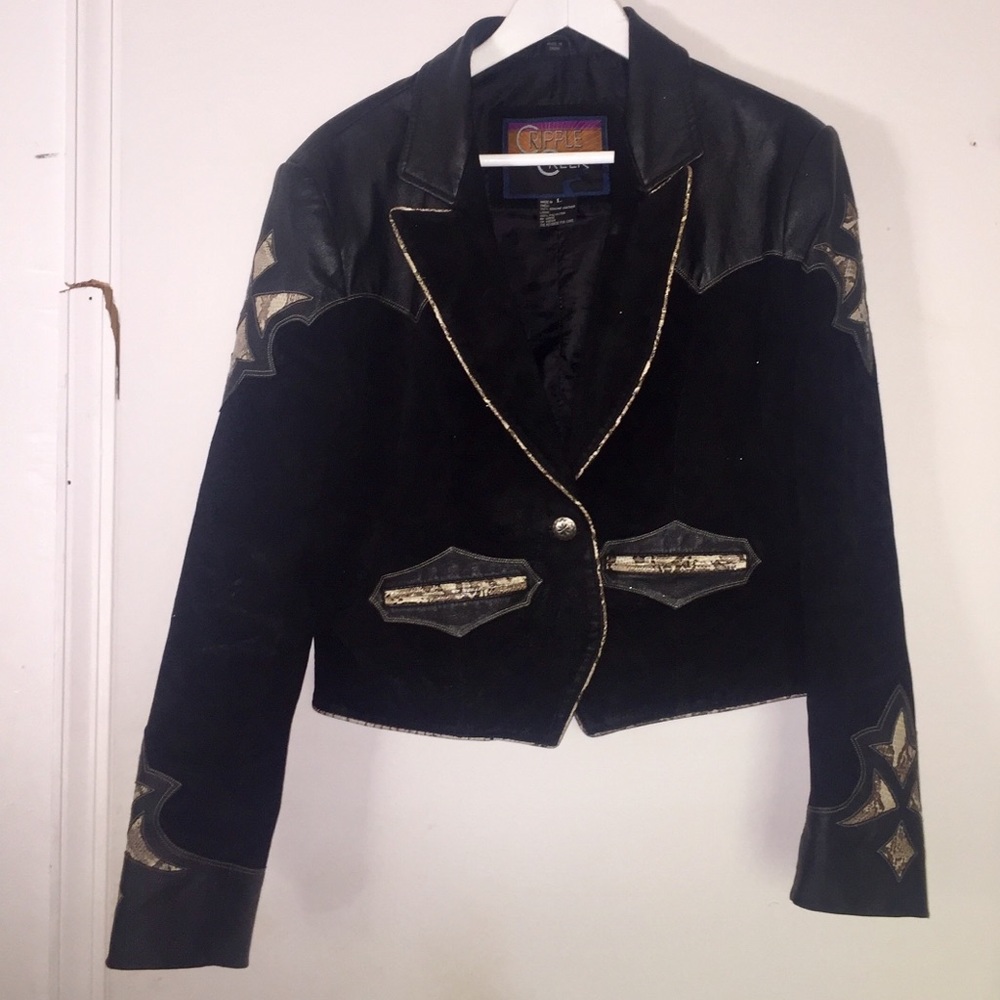 Cripple Creek Leather Jacket with Snakeskin Print - Picture 2 of 7
